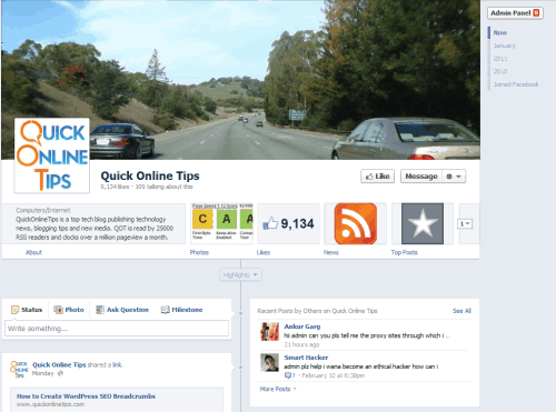 facebook page timeline