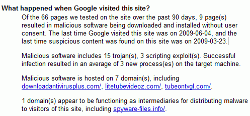 google malware page